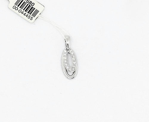 18K White Gold Diamond Oval Pendant NWT $580