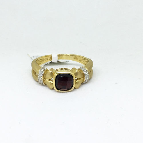 14K Yellow Gold 1.40 ct Garnet & Diamond Ring NWT $540