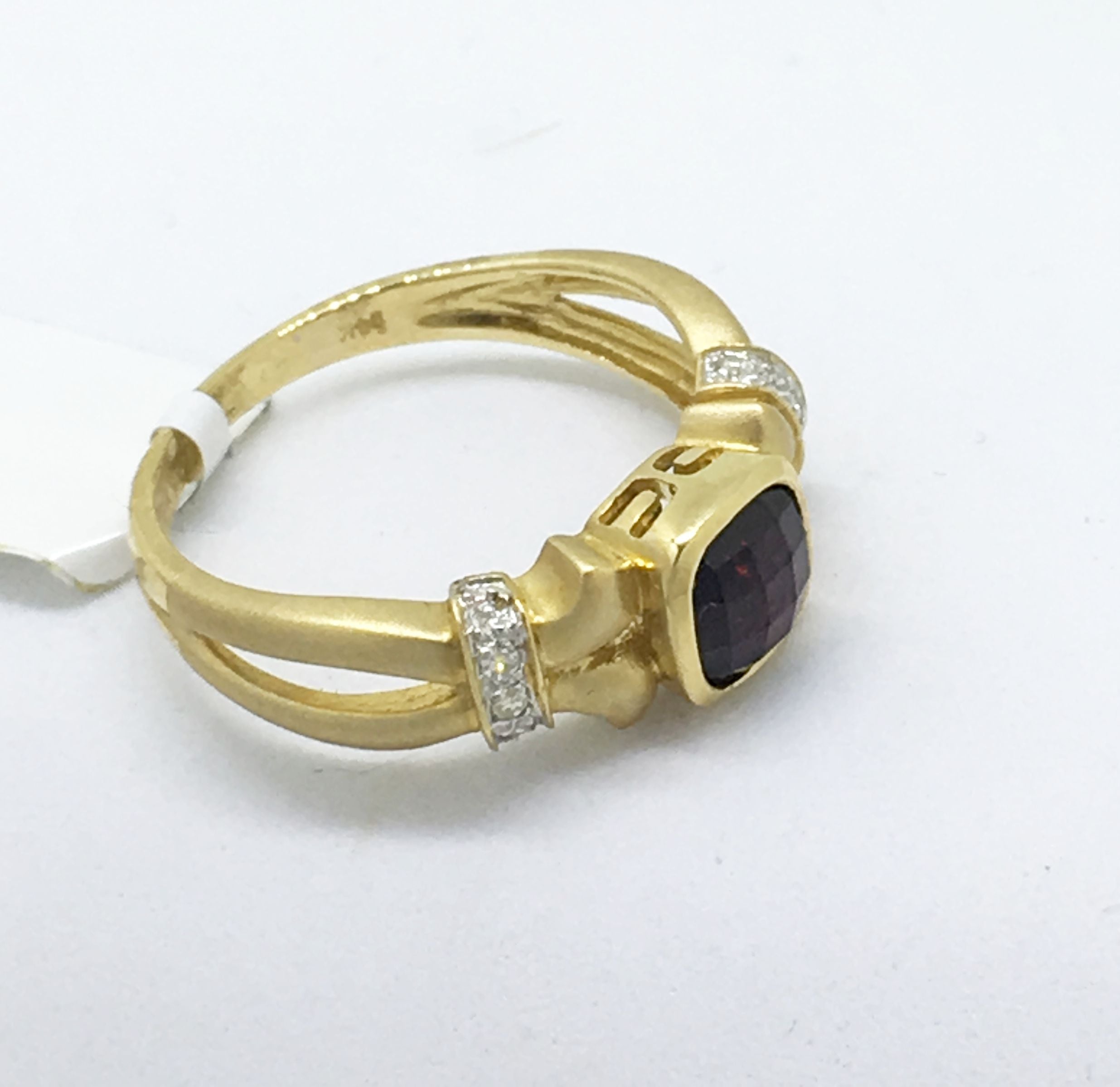 14K Yellow Gold 1.40 ct Garnet & Diamond Ring NWT $540
