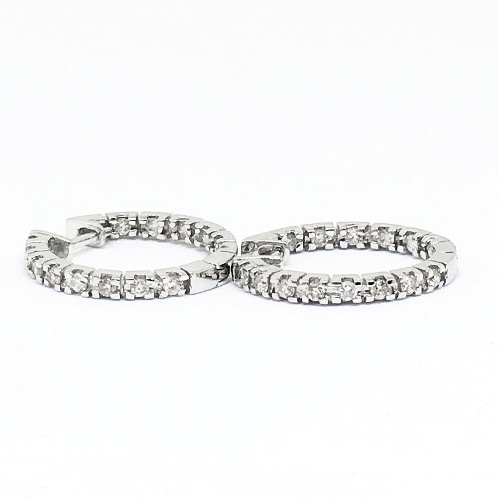 14K .42 cttw white gold diamond hoop earrings, NWT $1400