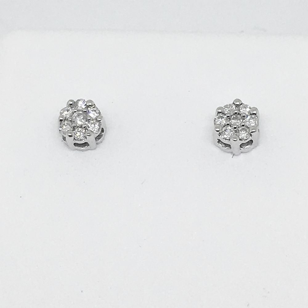 14K white gold & genuine .08 cttw diamond post earrings NWT $395