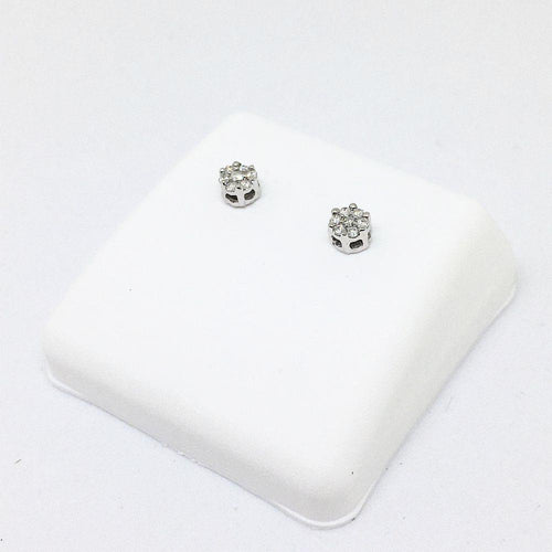14K white gold & genuine .08 cttw diamond post earrings NWT $395