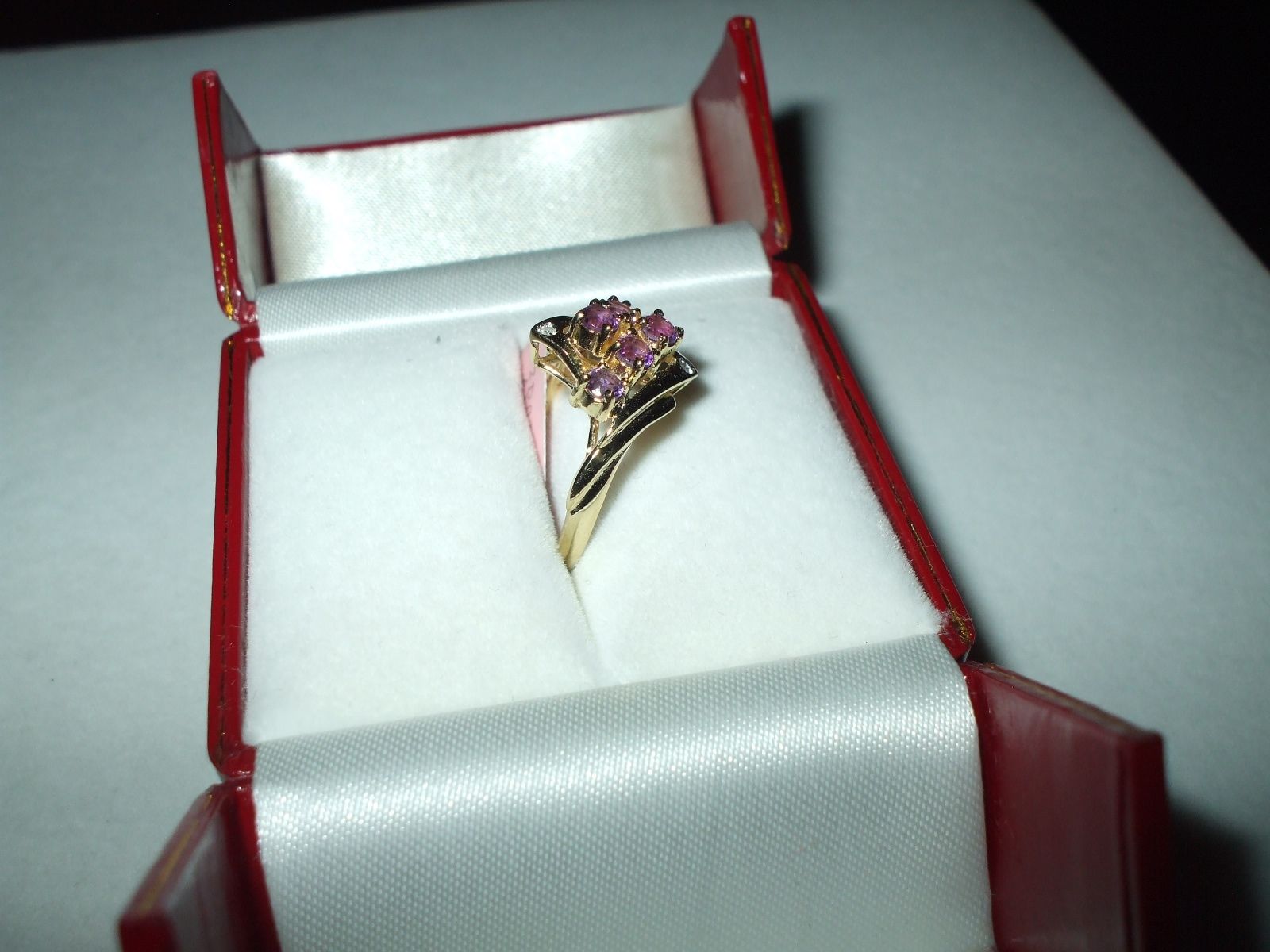 Genuine 1.20 ct Amethyst and Diamond Ring 14K yellow gold NWT $800