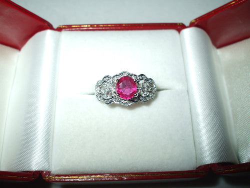 1 ct Genuine Ruby & Diamond Ring 18K white gold NWT $3500