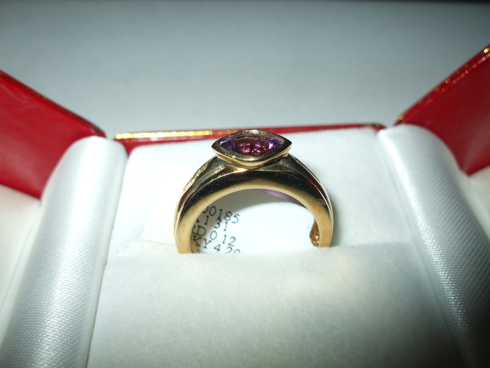 Genuine 1.31 ct Amethyst and Diamond Ring 14K yellow gold NWT $740