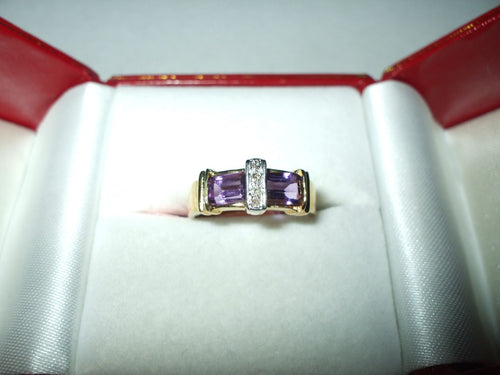 Genuine 2.00 cttw Amethyst Diamond Ring 14K yellow gold NWT $900