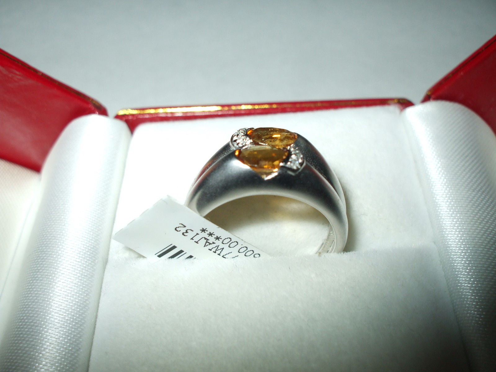 Genuine .82 cttw Citrine Ring 14K white gold NWT $600 Size 7