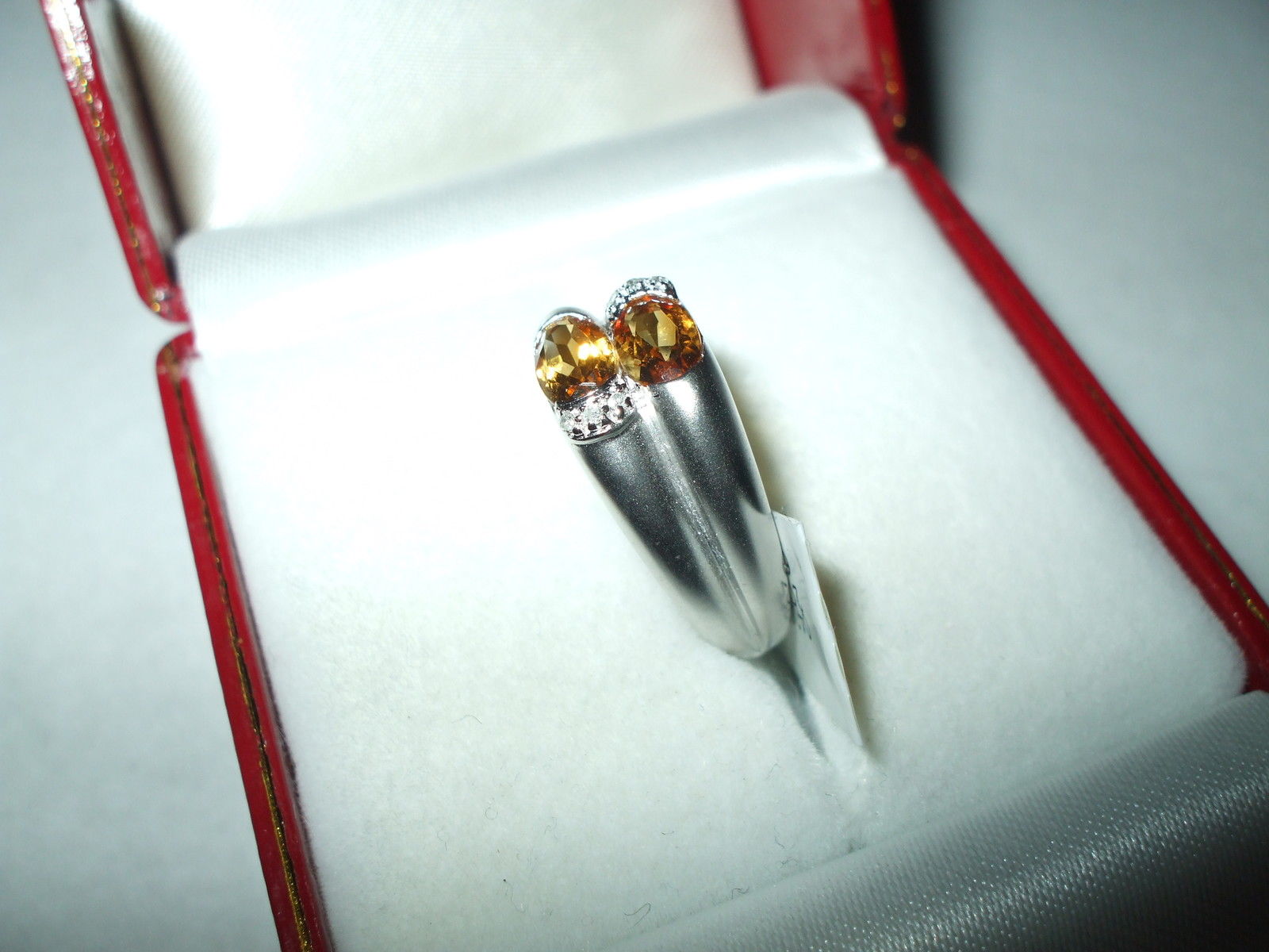 Genuine .82 cttw Citrine Ring 14K white gold NWT $600 Size 7