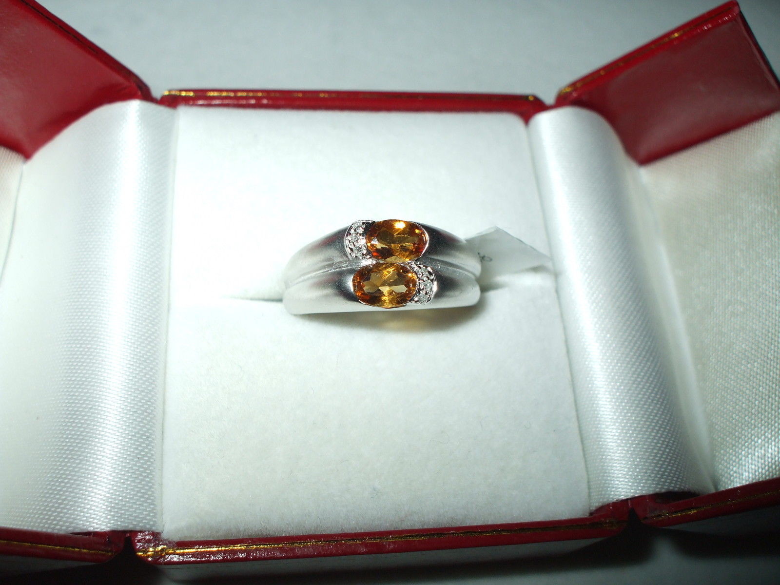 Genuine .82 cttw Citrine Ring 14K white gold NWT $600 Size 7