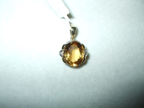 Genuine 4.48 ct. Citrine and Diamond yellow gold Pendant NWT $580