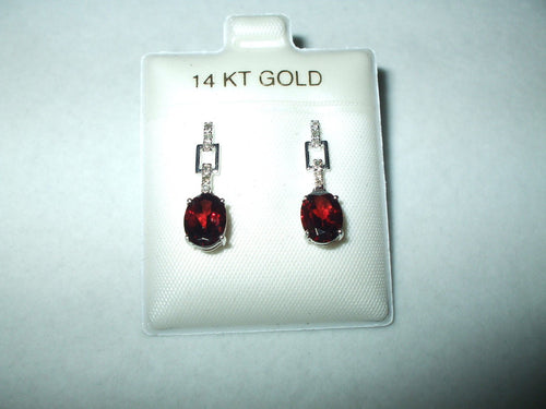 Genuine 2.84 cttw Garnet & Diamond 14K white gold Earrings  NWT $700