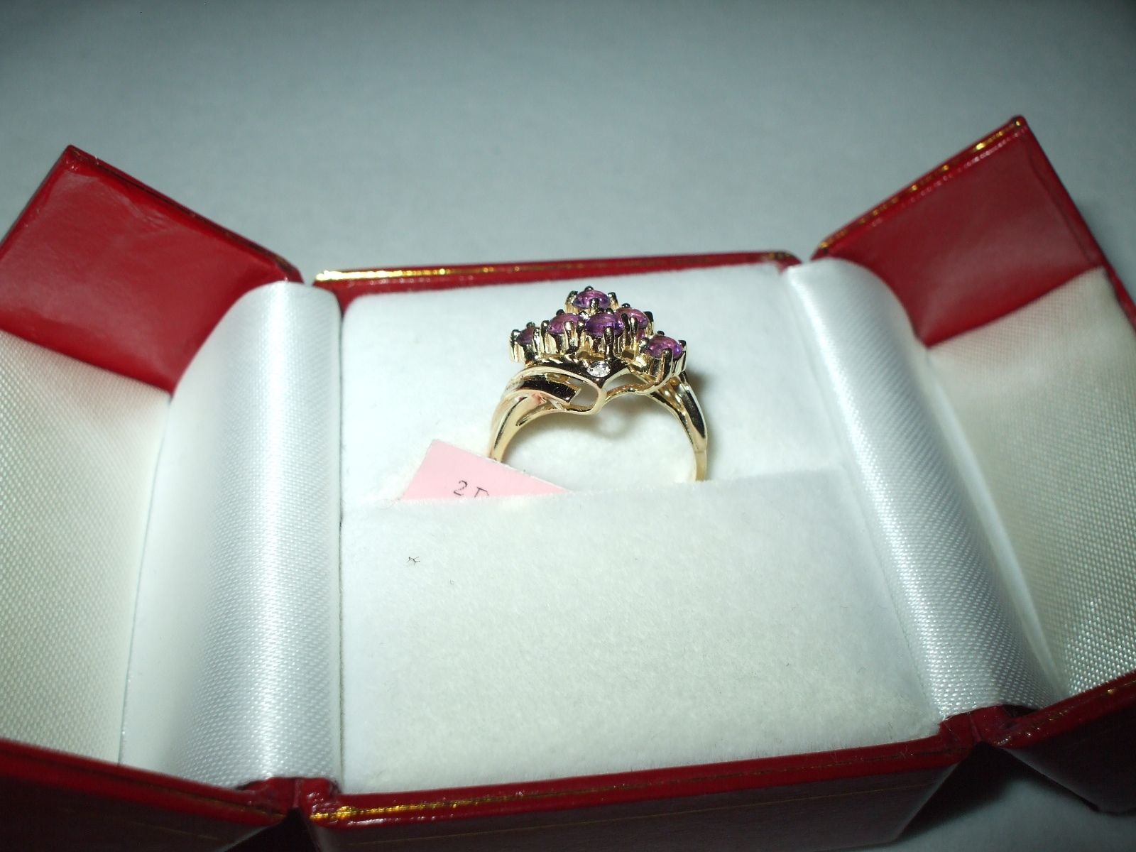 Genuine 1.20 ct Amethyst and Diamond Ring 14K yellow gold NWT $800