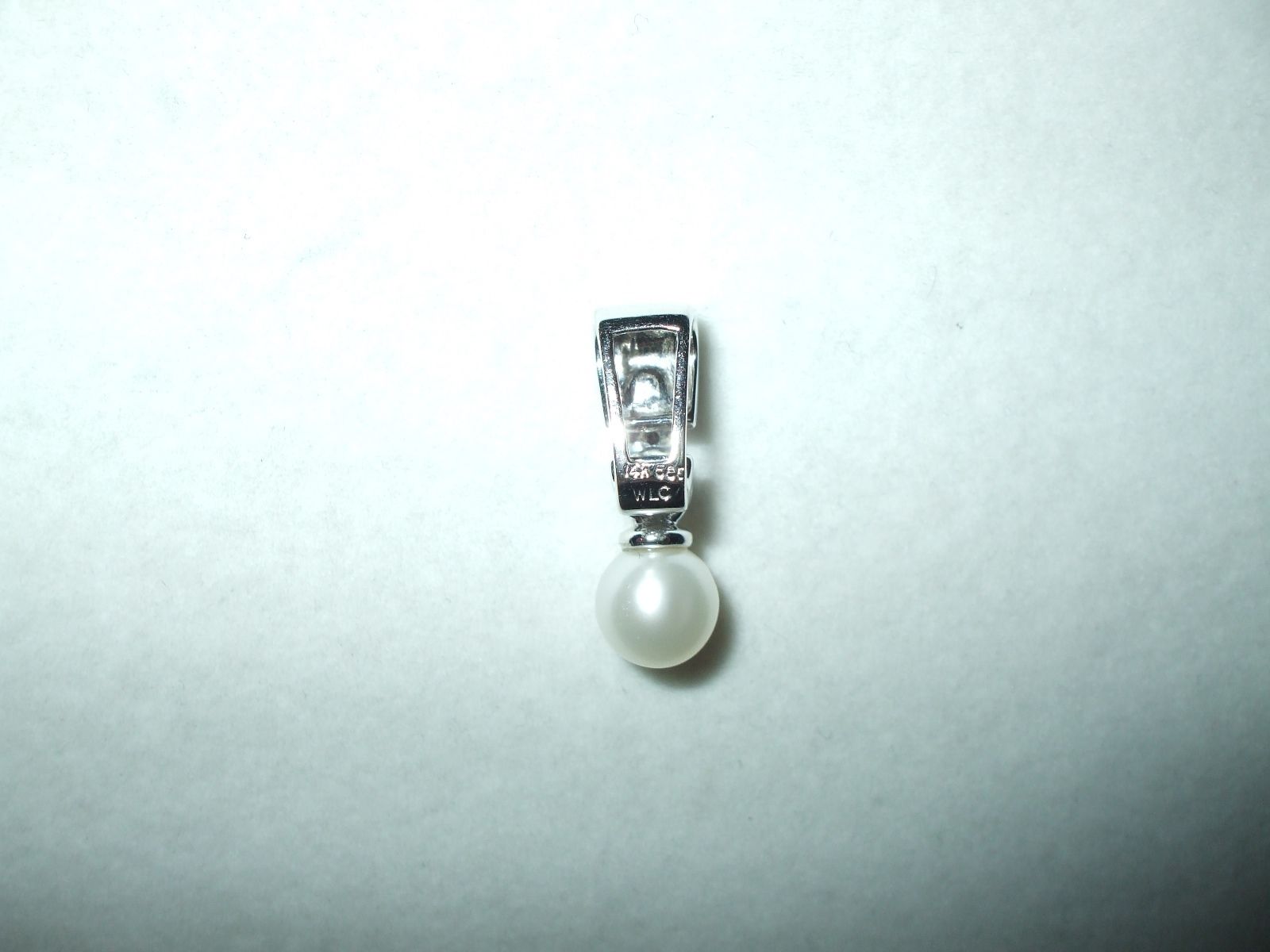 Genuine Cultured Pearl & Diamond Pendant 14K white gold $480