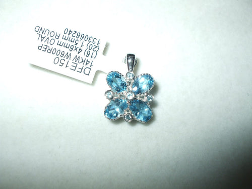 Genuine Blue Topaz Pendant 14K white gold NWT $360