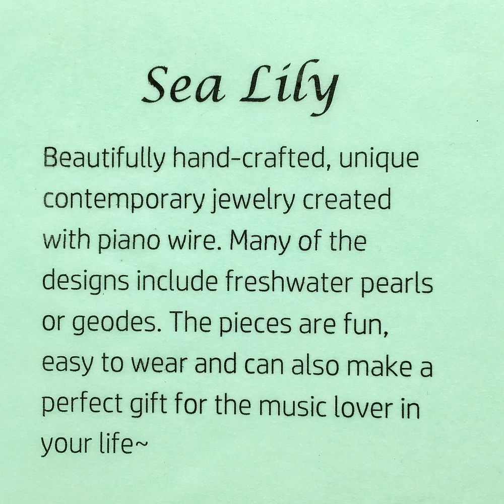 Sea Lily Slate Piano Wire Loop & White Freshwater Pearl Earrings 208