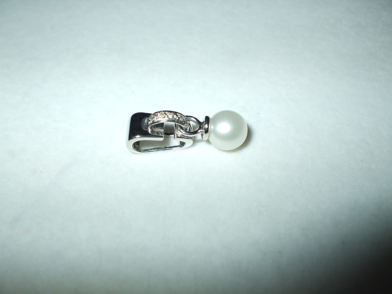 Genuine Cultured Pearl & Diamond Pendant 14K white gold $480