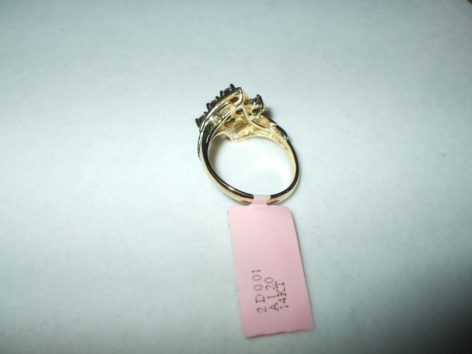Genuine 1.20 ct Amethyst and Diamond Ring 14K yellow gold NWT $800