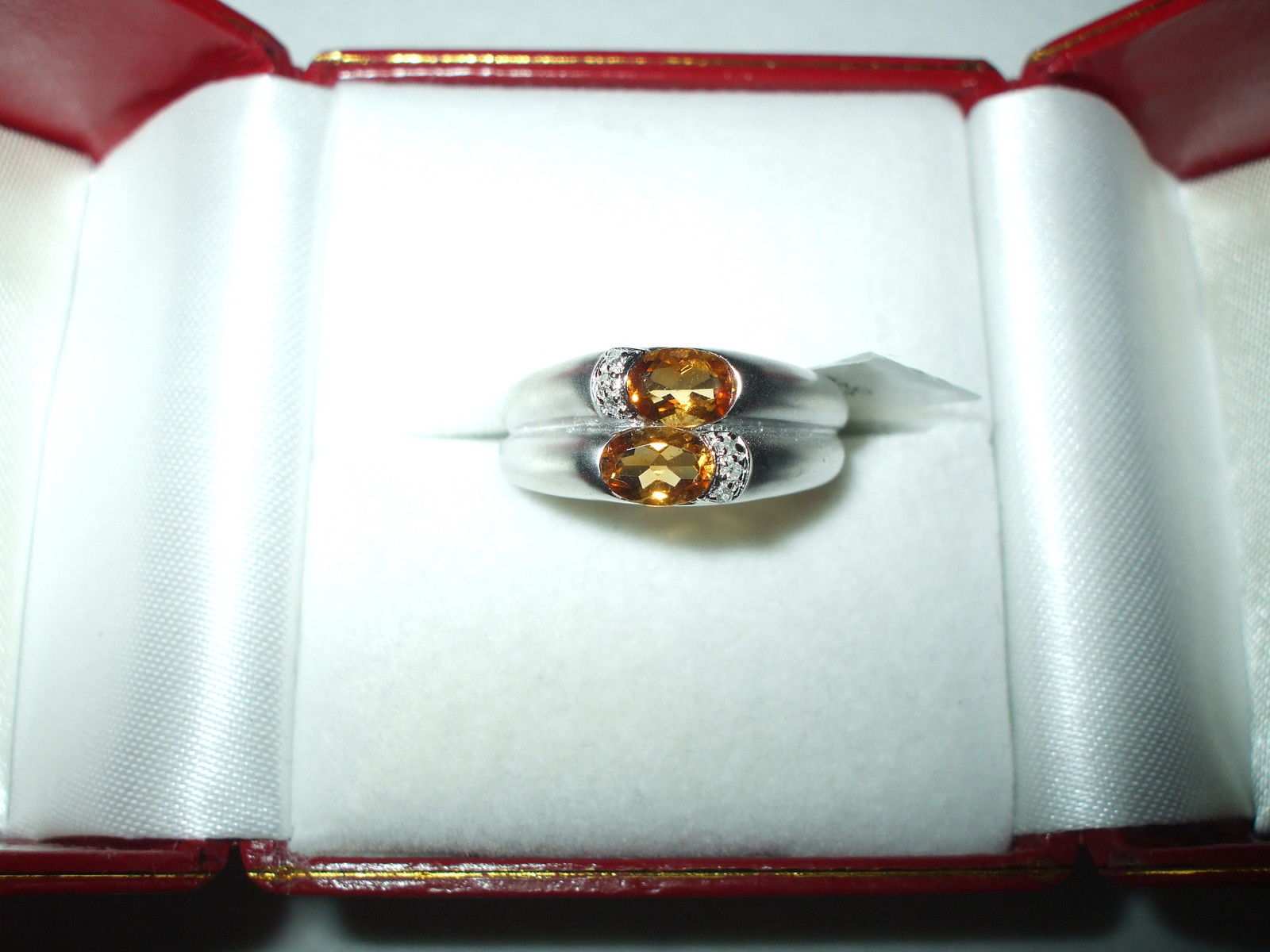 Genuine .82 cttw Citrine Ring 14K white gold NWT $600 Size 7